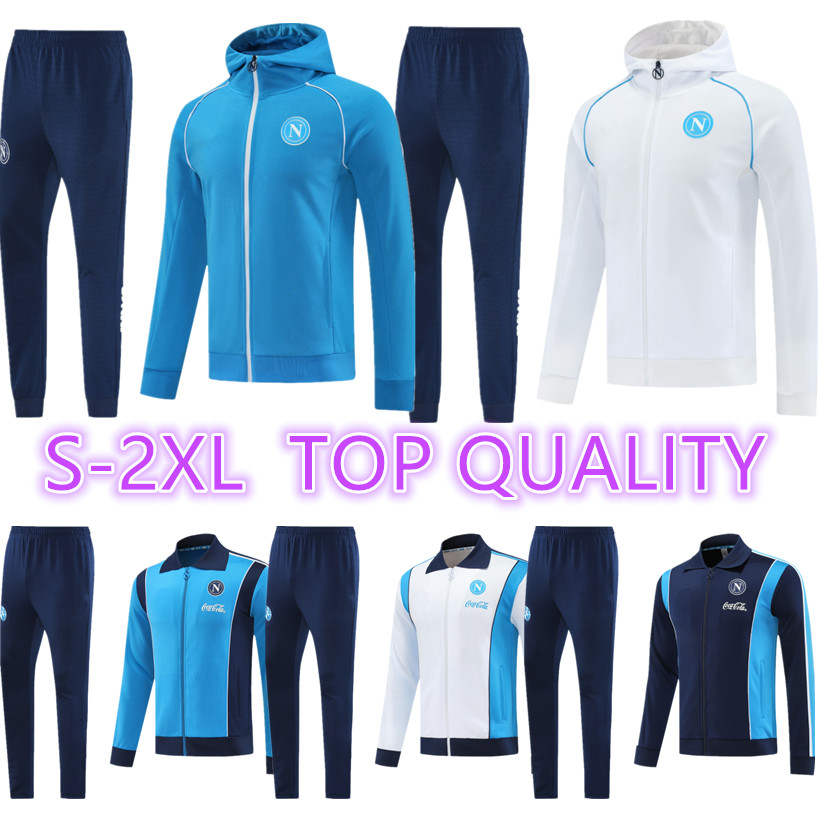 25 26 adult Napoli Tracksuit hooded LONG ZIPPER JACKET soccer jersey football kit 2025 2026 SSC Naples Hommes training suit wear Chandal Squitude Jogging SET