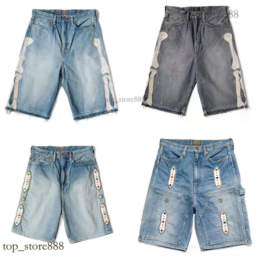 Designer Shorts Kapital Japanese Style Feather Denim And Women's Mens Shorts Retro Hip Hop Cartoon Graphic Strtwear Denim Y2k Big Boy Embroidery Baggy Jorts Aa6