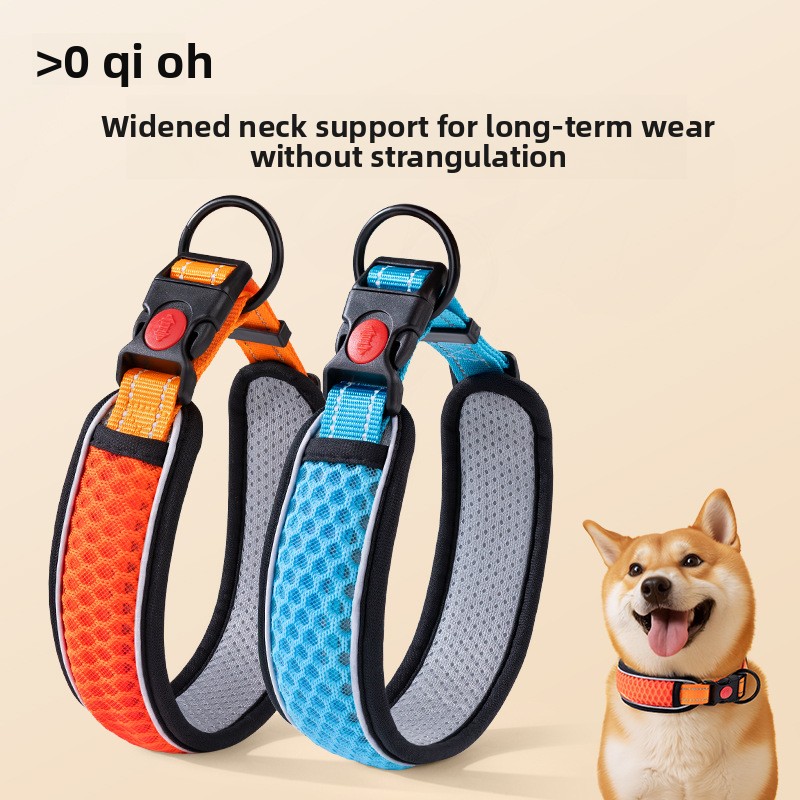 Pet Dog Collar Neck Cover with Chain Heavy Duty Dog Walking Rope Comfortable Breathable Pet Supplies for Daily Use