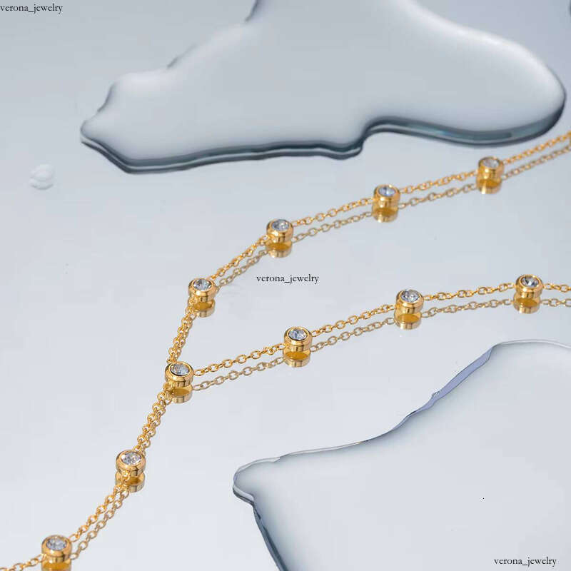 J & D Jewelry Exquisite 18K PVD Gold Plated Sterling Silver VVS Moissanite Long Y-Shaped Chain Necklace - view 5