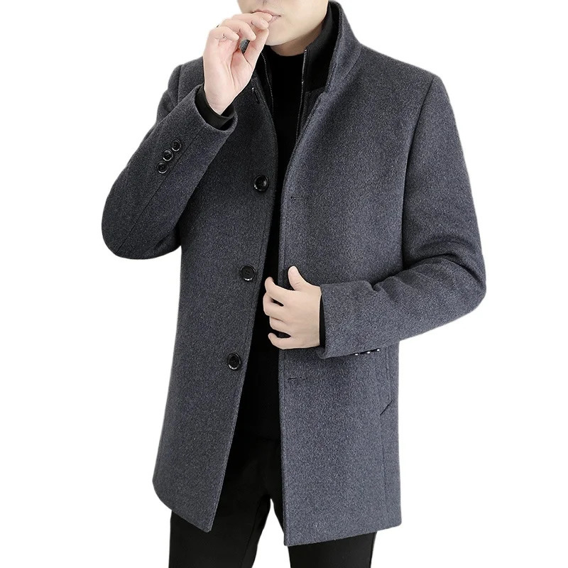 Mens Long Wool Coat High Quality Trendy Fashion Handsome Solid Color Trench with Removable Thickened down Inner Liner 251219