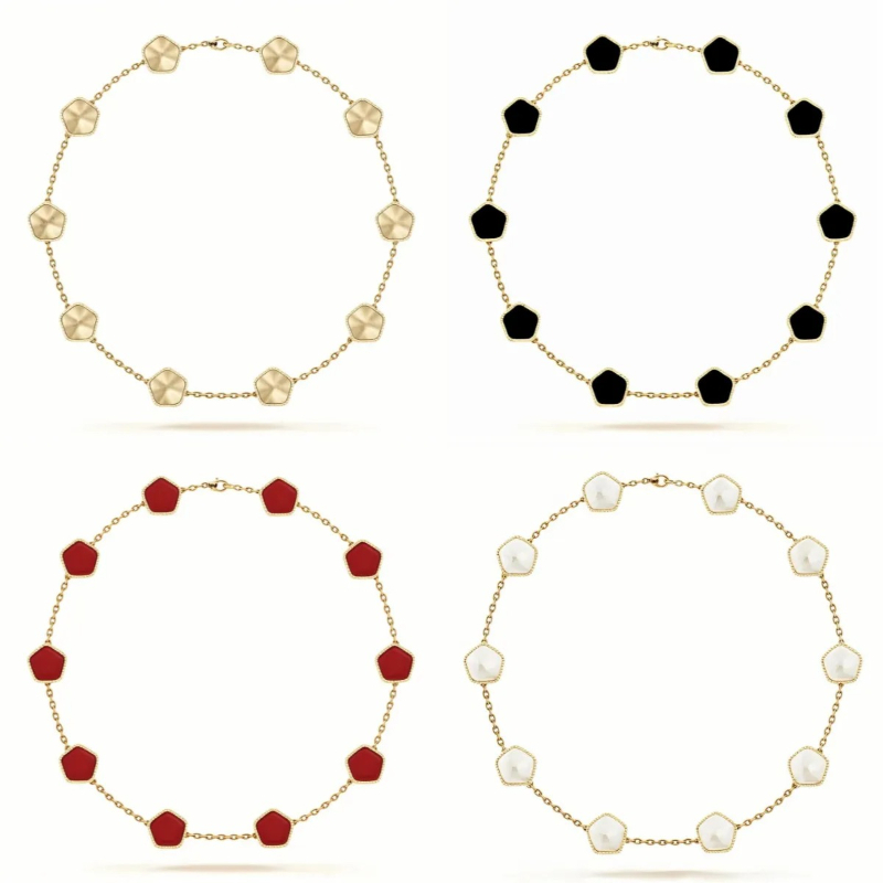 Luxury Clover Designer Necklace for women 18K Rose Gold 10 motif Shell Diamond Pendant Girls Valentines Day Engagement design Choker necklaces Jewelry