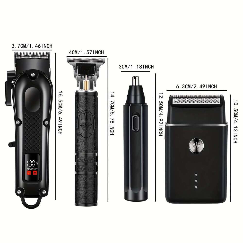 4-In-1 Rechargeable Grooming Kit For Men Clipper Electric Foil Shavers And Beard Trimmers, Ear, Nose Hair Trimmer Set, USB Charged - Perfect Holiday O