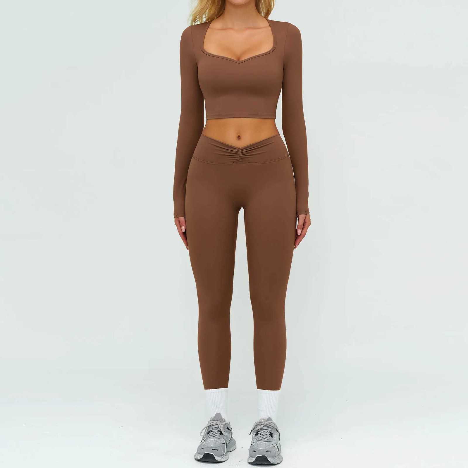2PCS Yoga Suit Women Tracksuit Sports Outfits Gym Set Running Workout Clothes Long Sleeve Sports Bra Athletic Wear Yoga Clothingt251219