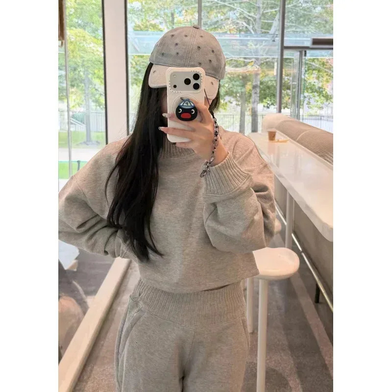 Winter Women Fleece Half Turtleneck Sweatshirt Warm Loose Cropped Pullover Soft Casual Sport Hoodie for Daily Wear 251219