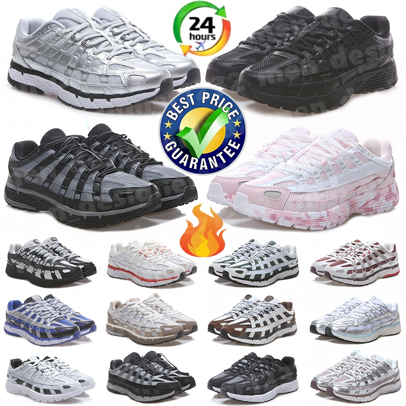 Millennium Retro Style Running Shoes Mens Womens P6000 Premium White Black Pink Cool Gray Olive Green Navy Blue Metallic Silver Racing Blue Sneakers size 36-45.