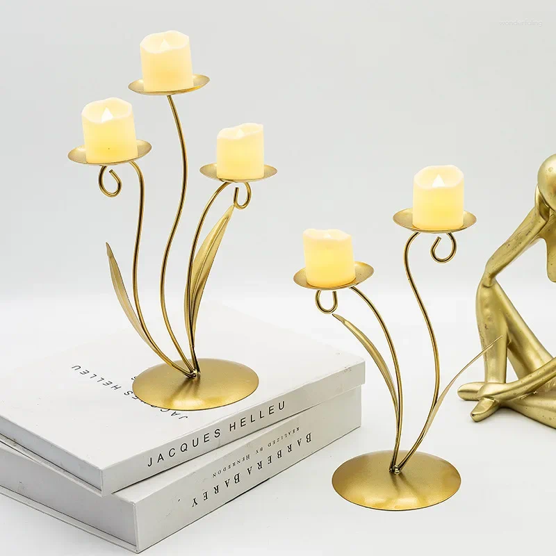 Candle Holders Nordic Iron Tulip Candlestick Ornament Tall Stand For Wedding Dining Table Party Christmas Decoration Festivals Gift H260310