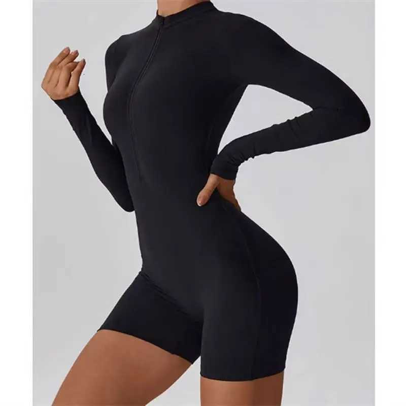 2025 Zipper One-piece Jumpsuit Outfit Sporty Yoga Set Long Sleeve Bodysuit Workout Clothes for Women Rompers Jumpsuit Playsuitt251219
