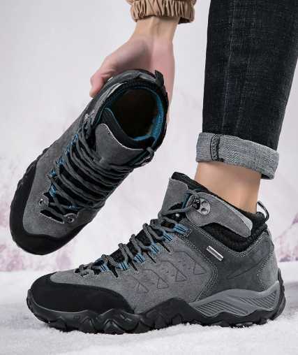 Full leather men's warm hiking shoes, winter high-top, anti-slip, professional outdoor climbing tactics, waterproof, off-road hiking shoes for men H251219