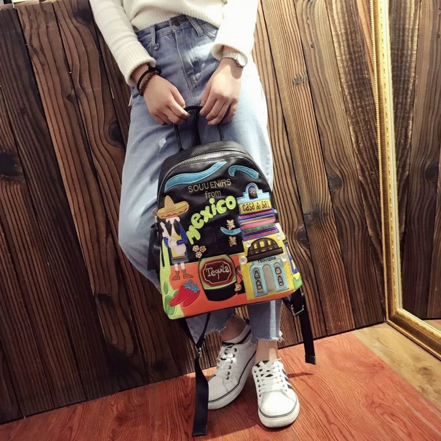 Designer Luxury Ladies' Schoolbag Theme Embroidered Large-capacity Casual Backpack, Hand-held Casual Backpack