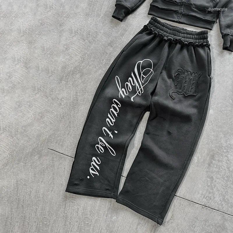Men's Tracksuits Graffiti Letter Zip Hoodie Loose Pants Comfort Fashion Sports Suit Men Women Hip Hop Casual