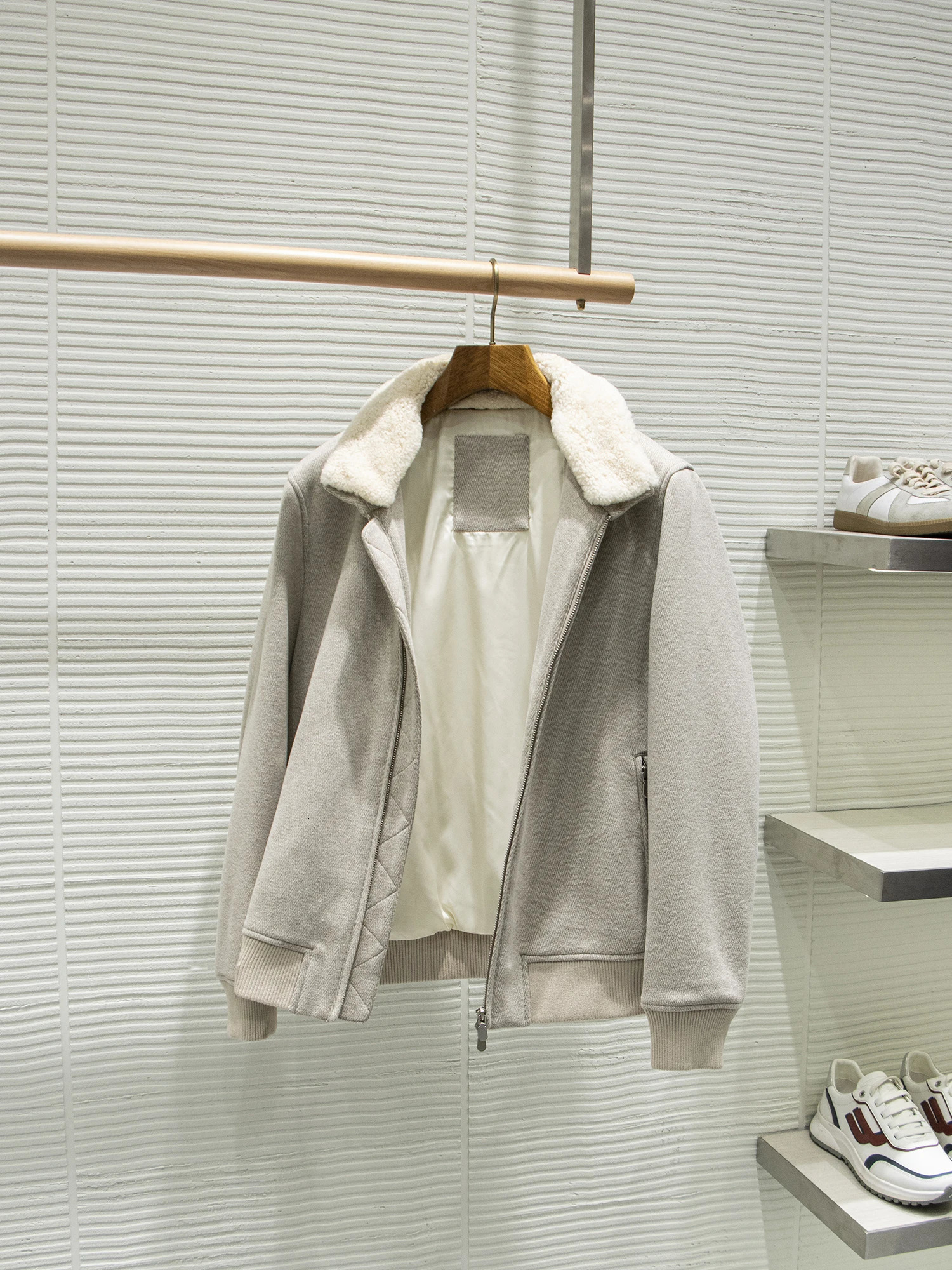 Italian highend detachable wool standup collar thickened warm casual mens jacket 251219