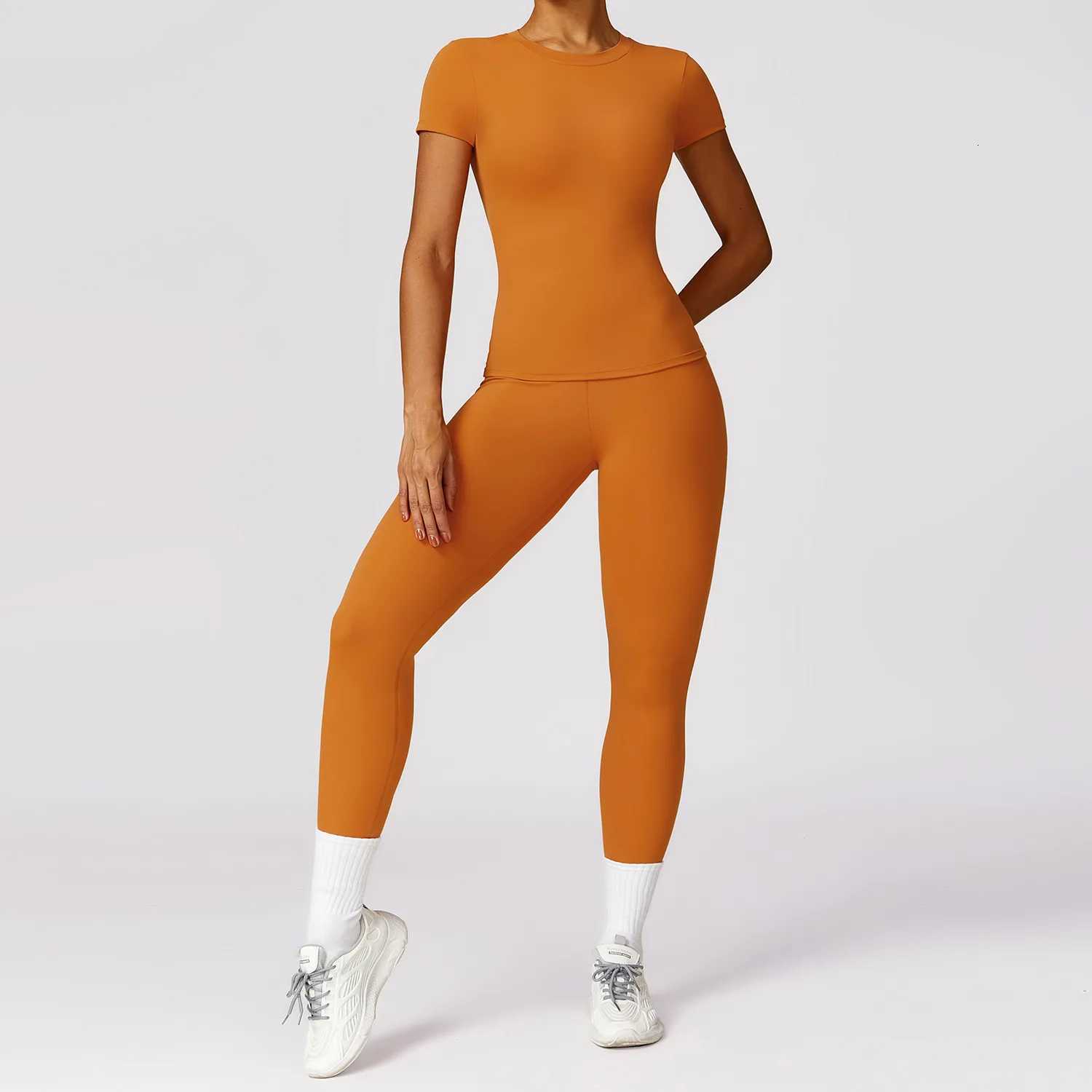 Yoga Set 2 Pieces Women Tracksuits Workout Sportswear Gym Clothing Fitness Long Sleeve Crop Top High Waist Leggings Sports Suitst251219