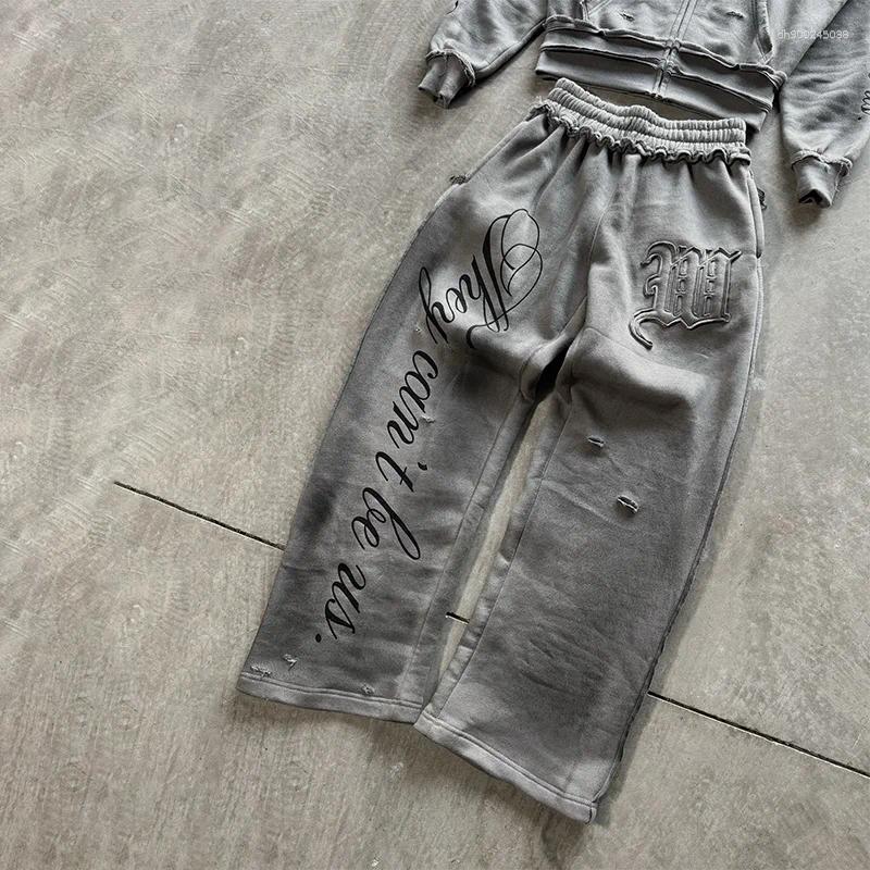 Men's Tracksuits Graffiti Letter Zip Hoodie Loose Pants Comfort Fashion Sports Suit Men Women Hip Hop Casual