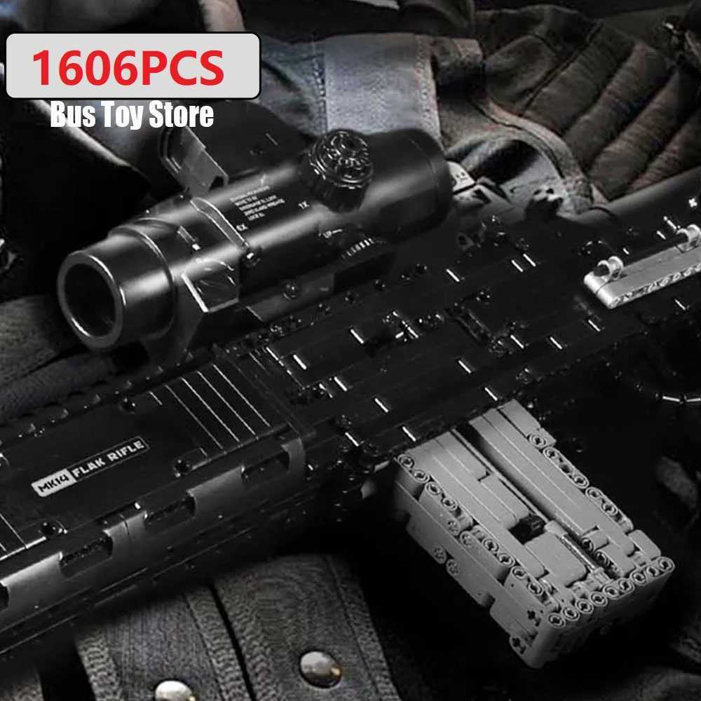 MOULD KING 14026 Ww2 Military Gun MK14 Battle Rifle Simulation Gun Model Building Blocks Weapon Bricks Toys Set for Kids Gifts G251122