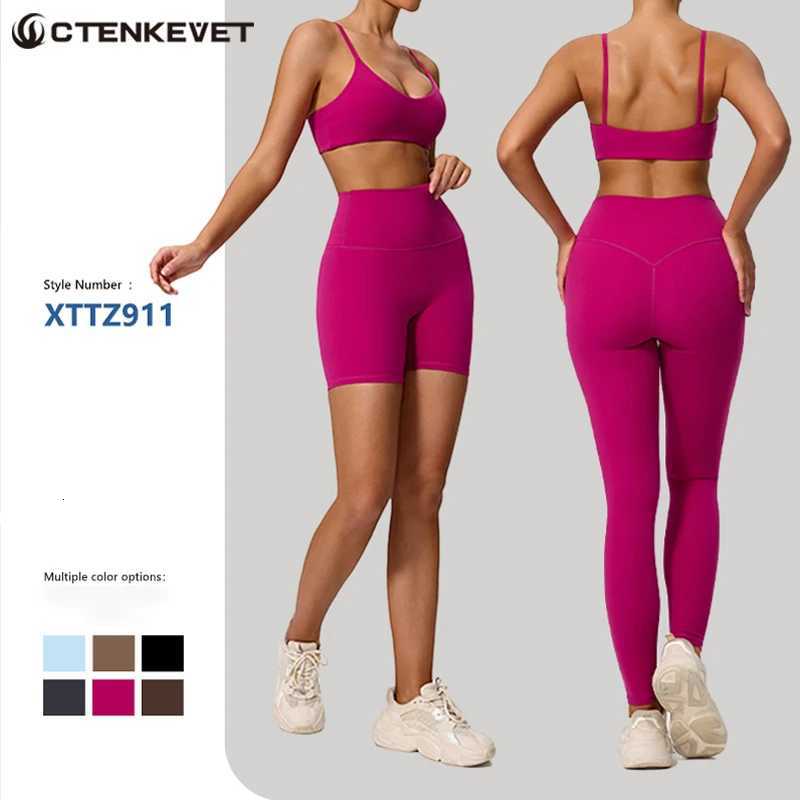 Ctenkevet Summer Women 2Pcs Sleeveless Sports Set Female Gym Two-piece Yoga Set High Waist Breathable legging Sportswear Woment251219