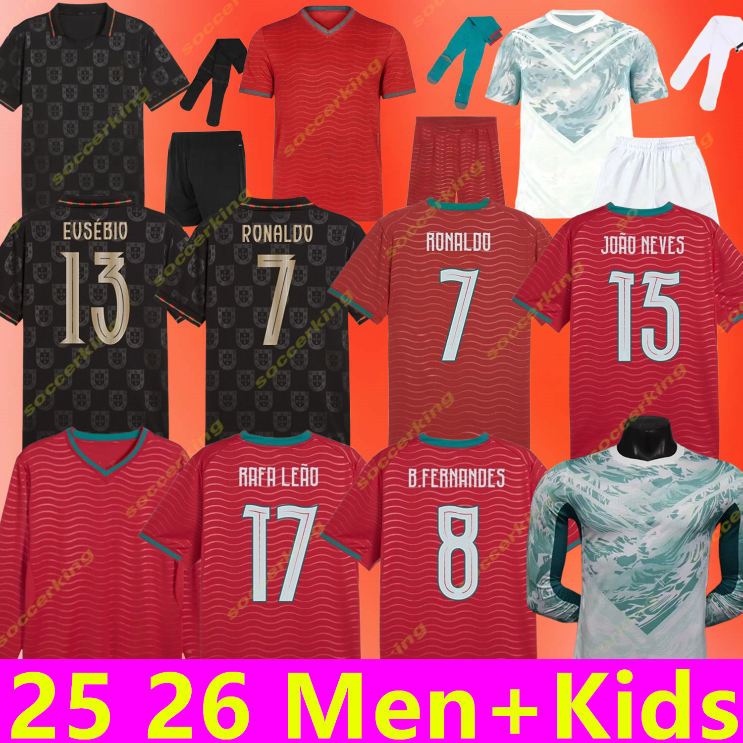 25 26 Portuguesa Portugal Soccer Jerseys RUBEN RONALDO PEPE Portugieser 2025 2026 Portuguese Football Shirt Men Kids Kit Sets World Cup Team Portugals Tops Thailand
