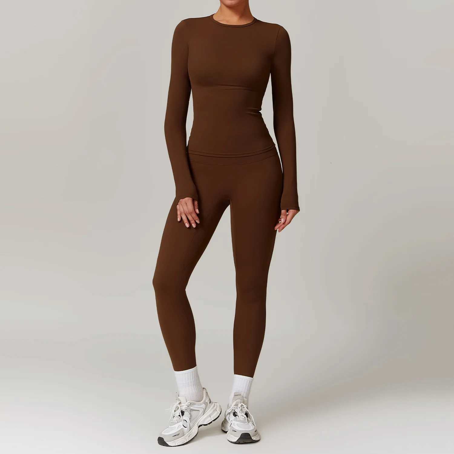 2PCS Yoga Set Women Seamless Workout Set Sportswear Gym Clothing Sports Suits Fitness Long Sleeve Crop Top High Waist Leggingst251219