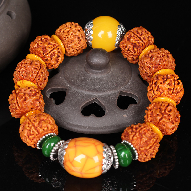 Tibetan Style Vajra Bodhi Bead Bracelet Natural Bodhi Seed 19mm Buddhist Prayer Beads Bracelet National Style Wholesale for Men