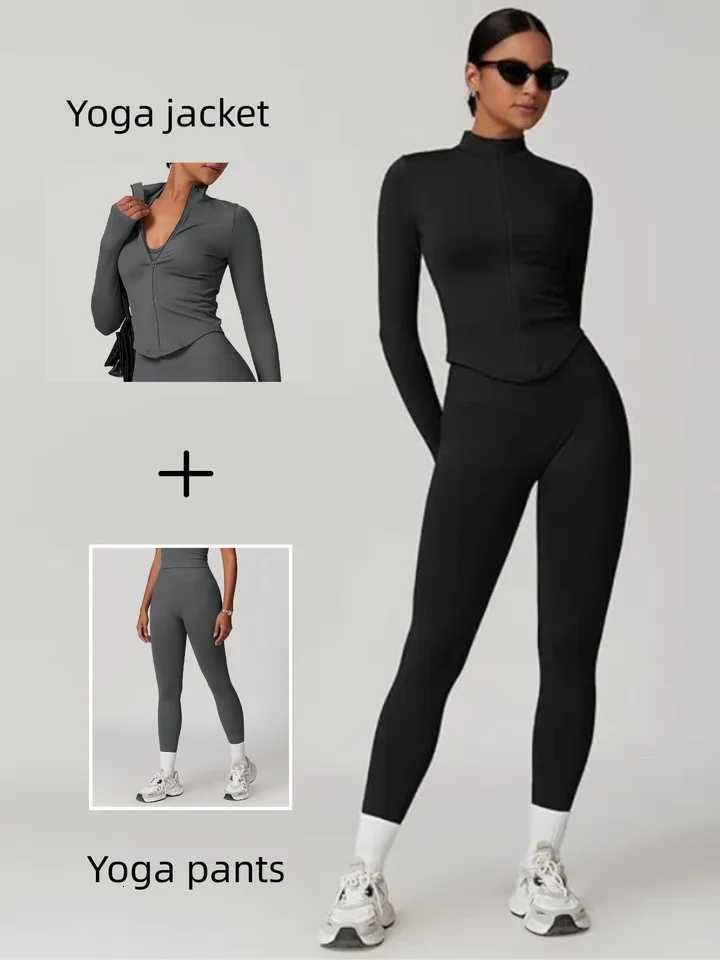 Zipper Stand Collor Jacket Women Crop Tops Yoga Solid Sports Top Long Sleeve Running Sexy Quick Dry Fitness Gym Sport Weart251219