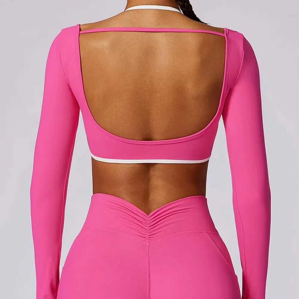 Sexy Backless Yoga Shirts For Women Long Sleeve Fitness Running Gym Clothes Workout Dry Fit Breathable High Elastic Sports Topt251219