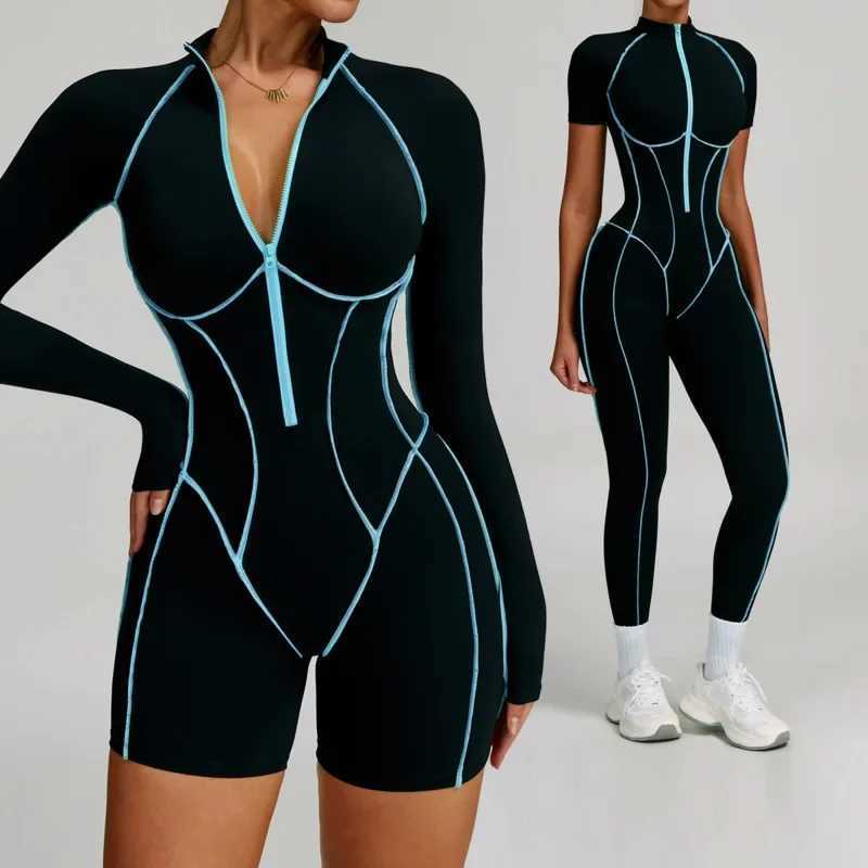 Yoga Jumpsuit Women Bodysuits Fitness Sports Zipper Short Sleeve Yoga Suit Quick Dry Yoga Clothing Gym Push Up Workout Romperst251219