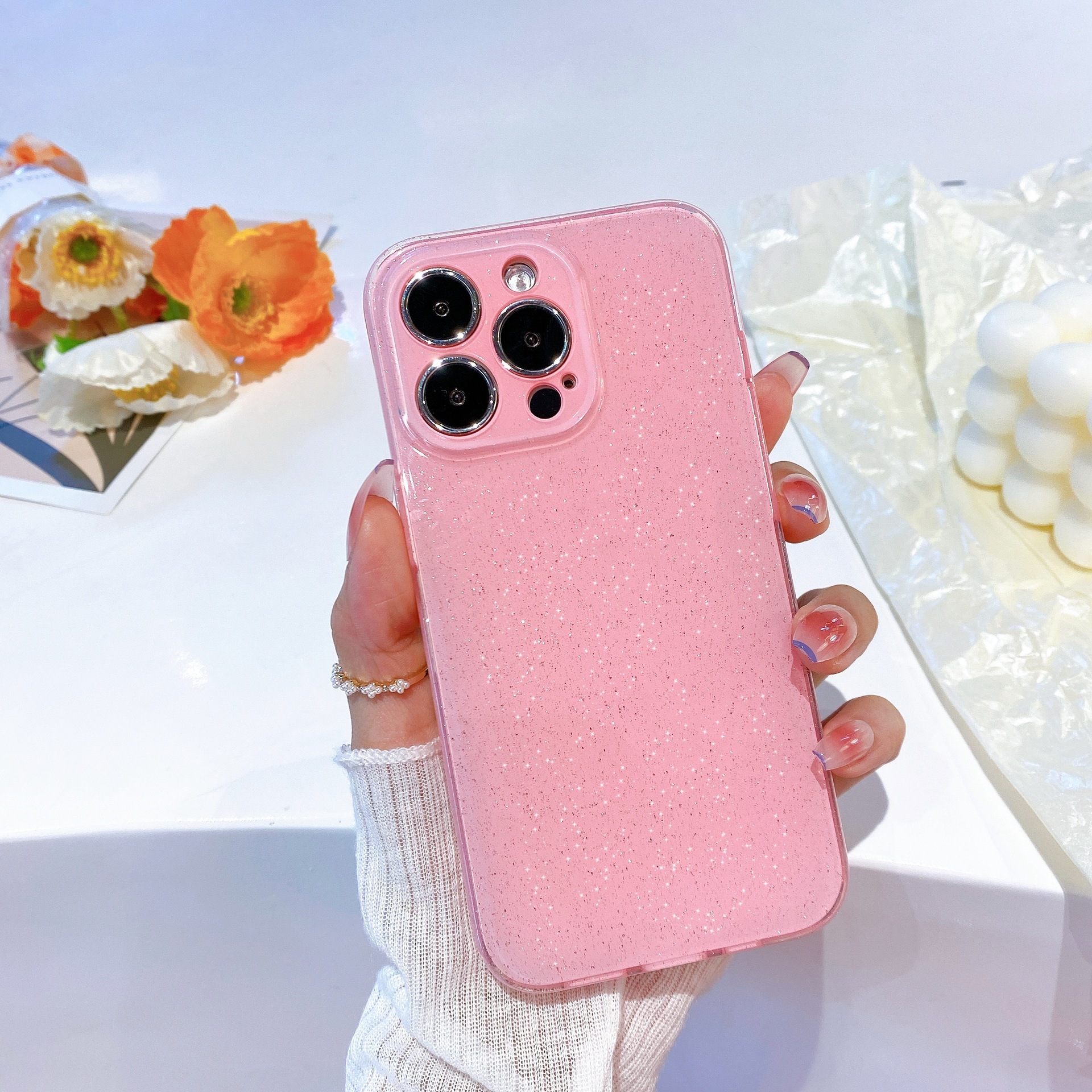 Glitter Jelly Phone Compatible with iPhone 17 Pro Max Apple 16 Soft Case Solid Color 15 Full Coverage 14 Export 13