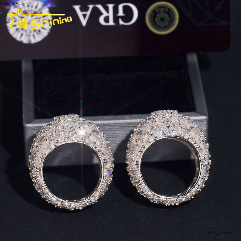 New Arrival Iced Out Fancy Cut Cluster Lab Silicon Hip Hop 925 Sterling Silver Fashion Jewelry Men's VVS Moissanite Ring