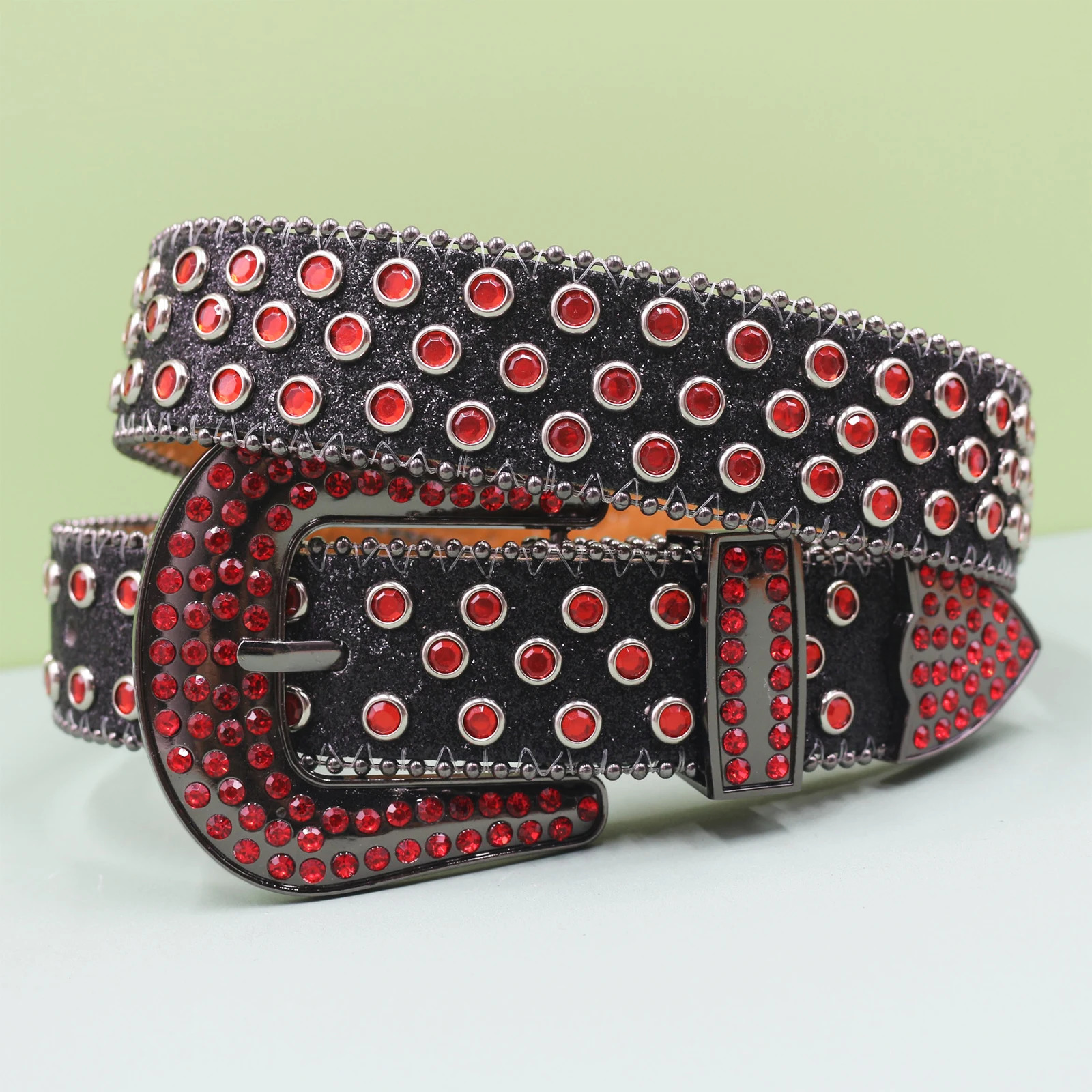 Mens Jeans Rhinestone Large Size Belt Womens Belt Western Denim Shiny Rivet Leather HipHop Punk Rock Y2K Style Belt 251218