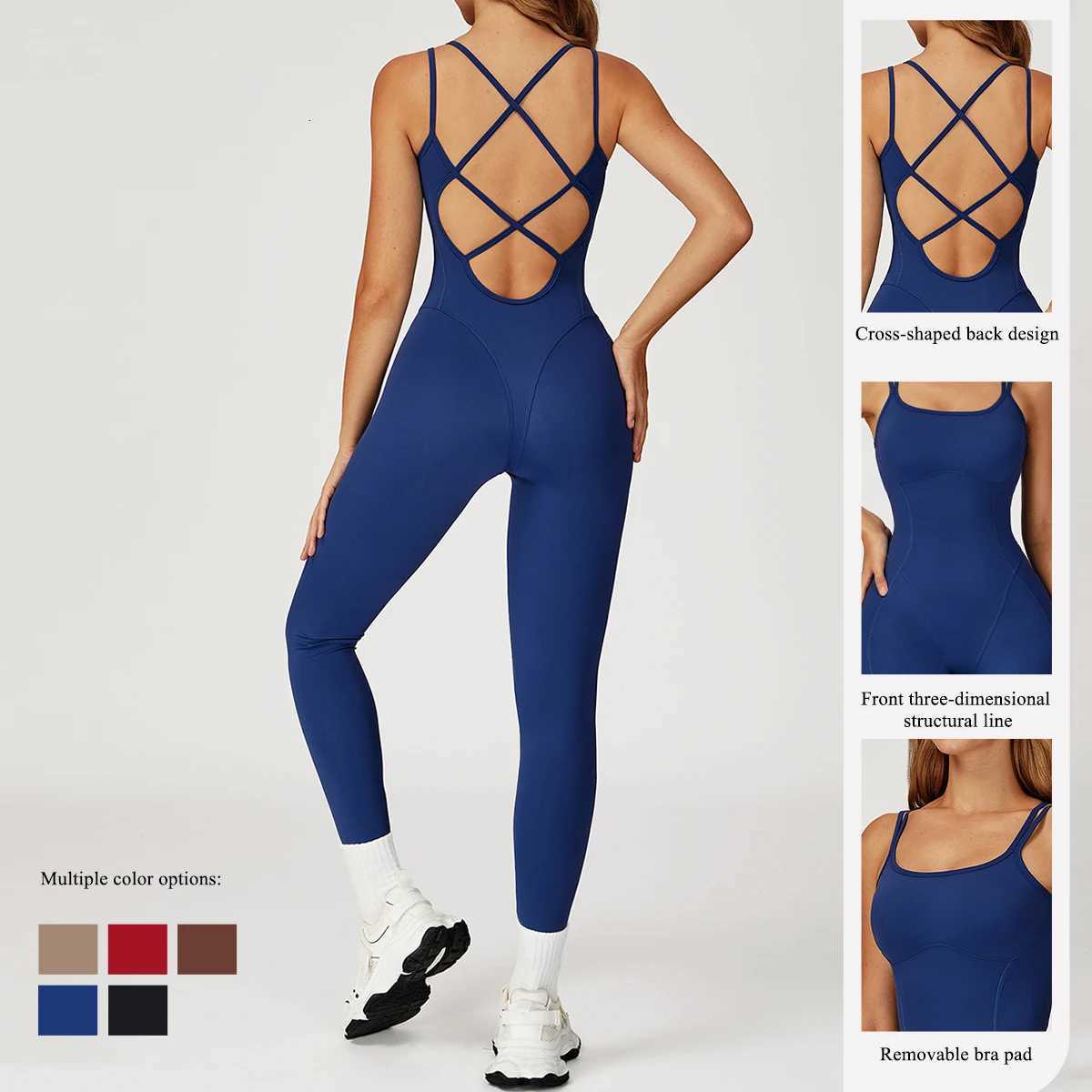 Hearuisavy Female Jumpsuit Long Elegant Sports Bodysuit Woman Gym Clothes Strappy Fitness Overalls Push Up Pilates Yoga Leotardt251219