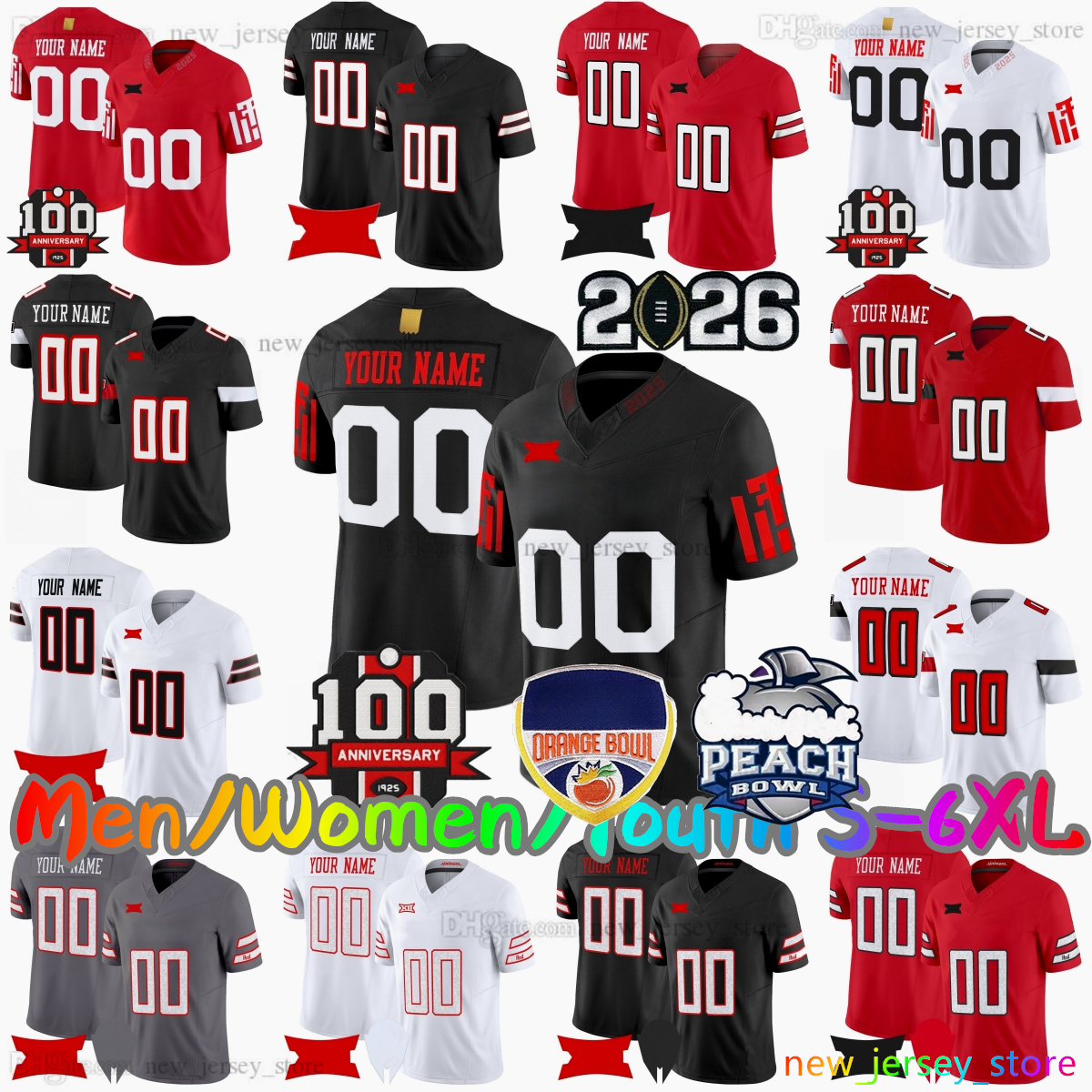 2026 Custom S-6XL Quarterfinals College Football Jersey 2 Behren Morton 8 Cameron Dickey 5 Caleb Douglas Jacob Rodriguez Will Hammond Mitch Griffis Stitched Jerseys