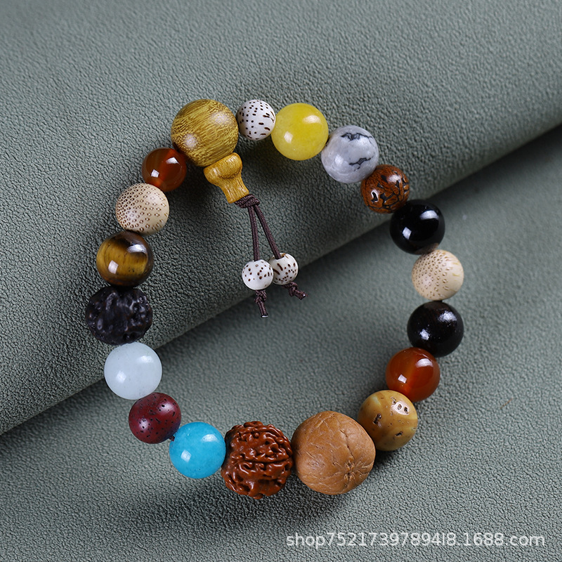 Eighteen Seed Multi-Treasure Bracelet Bodhi 18 Seeds 18 Beads Buddhist Jewelry Star Moon Cultural Play Men and Women Bracelet Live Streaming Hot Item