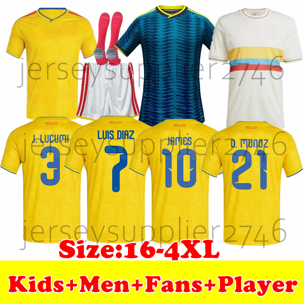2026 World Cup Colombia Jersey JAMES Soccer Jerseys 26 27 Home Away LUIS DIAZ Kids Kit Football Shirt L.DIAZ 100-years Anniversary Child Men Camisa de futebol 3XL 4XL