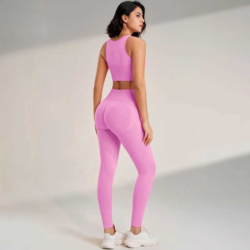Yoga Clothing Set Womens High Waisted Leggings and Top Two Piece Seamless Fitness Exercise Clothing Fitness Underwear plus sizet251219