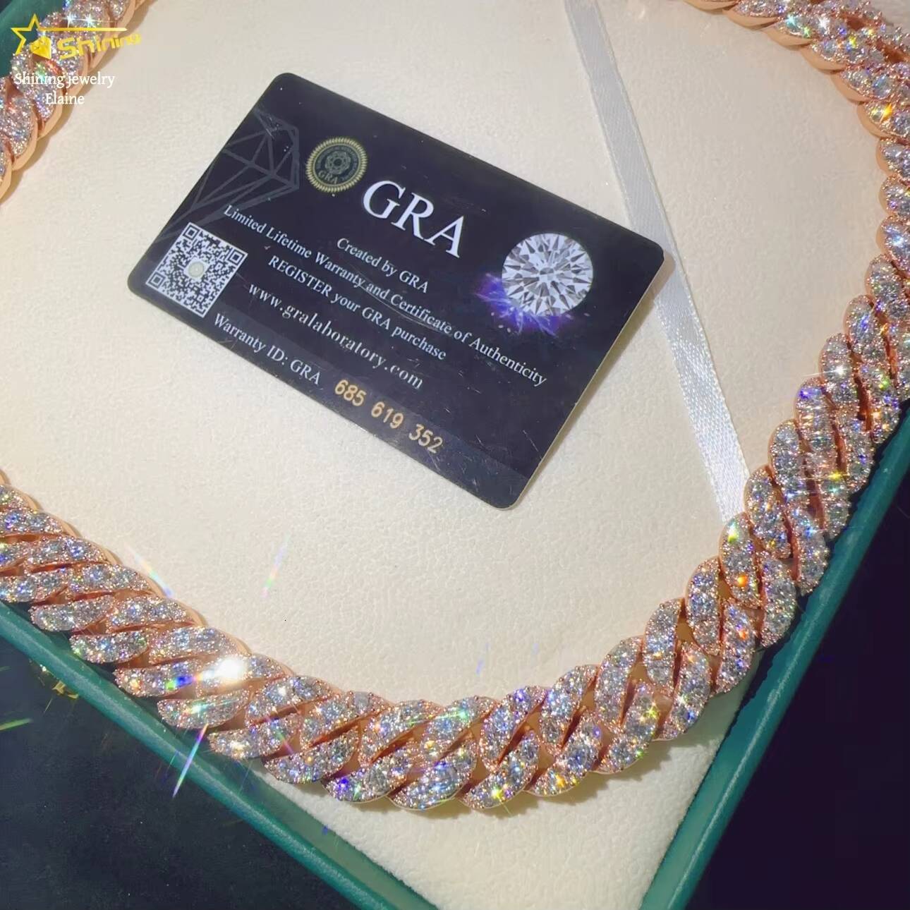 VVS Moissanite Iced Out Custom 15MM 925 Sterling Silver Moissanite Hip Hop Fine Jewelry Diamond Miami Cuban Link Chain Necklace