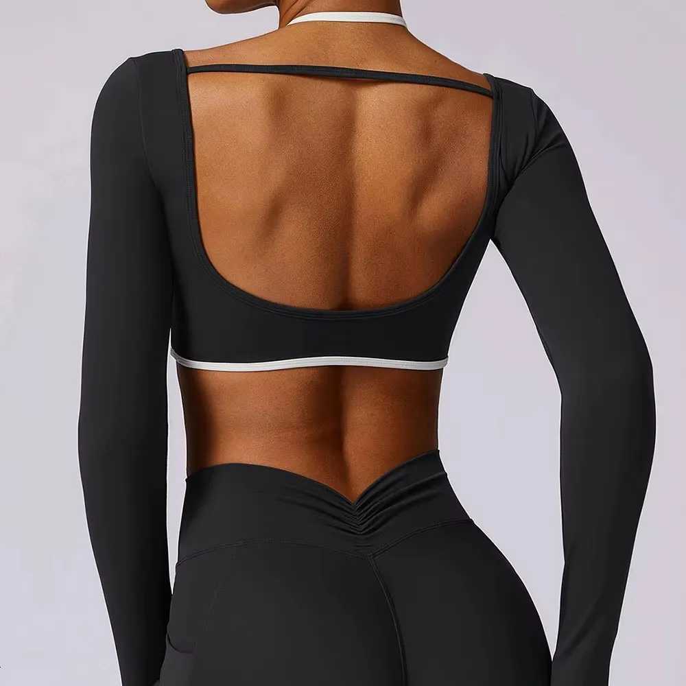 Sexy Backless Yoga Shirts For Women Long Sleeve Fitness Running Gym Clothes Workout Dry Fit Breathable High Elastic Sports Topt251219