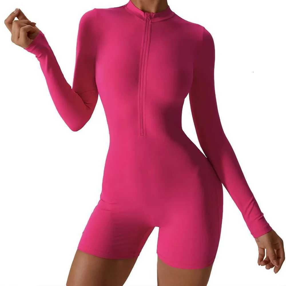 Fashion Zipper Long Sleeve Jumpsuits Long Sleeve Multipurpose Workout Tracksuit Solid Color Fitness Bodysuit Yogat251219