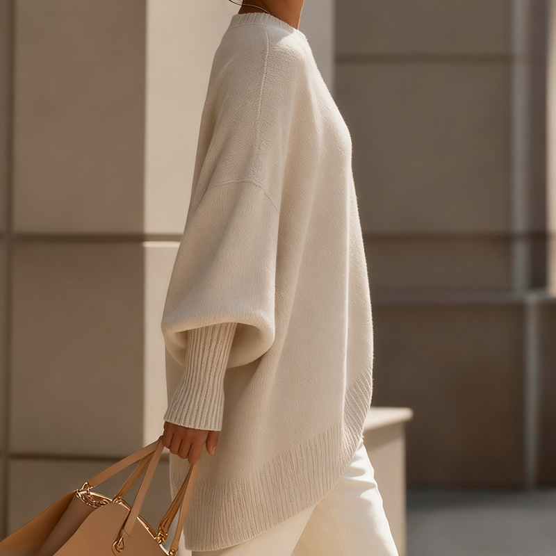 Trendsetting Women's Lantern-Sleeved Cardigan Stylish Solid Tunic For Everyday Wear In Fall And Winter AMX024