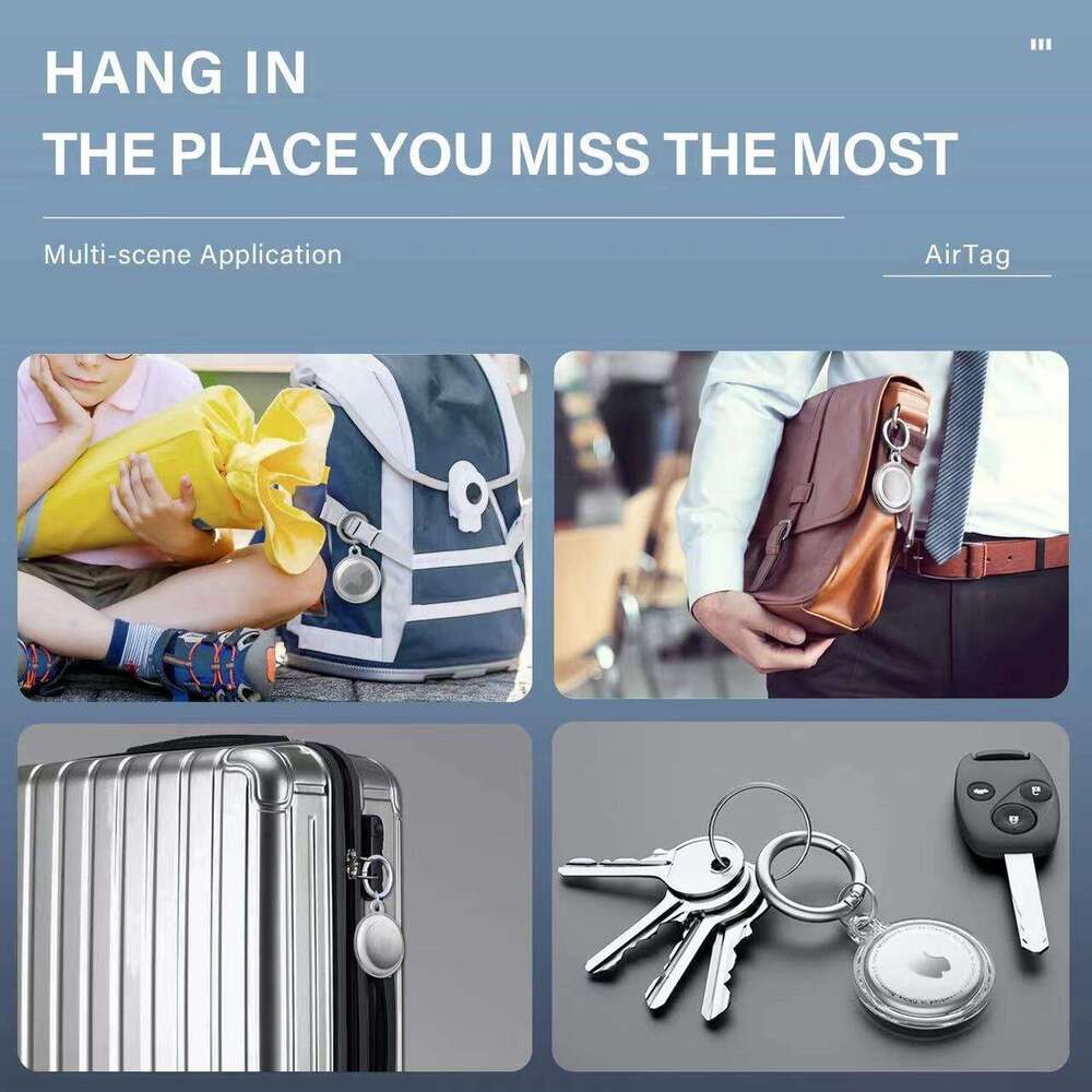 Compatible with Apple AirTag Locator Anti-Lost Tracker Full Coverage Waterproof TPU Keychain Transparent Protective Case