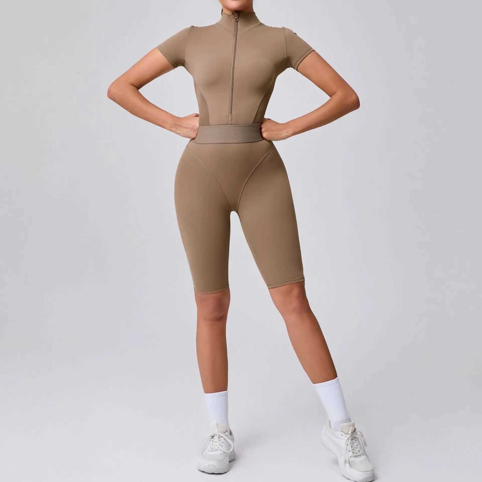 Side Net Breathable Yoga Jumpsuit Set Sports Fitness Briefs Shape Waist Splicing Rubber Band Tight Workout Gym Leggings Bodysuitt251219