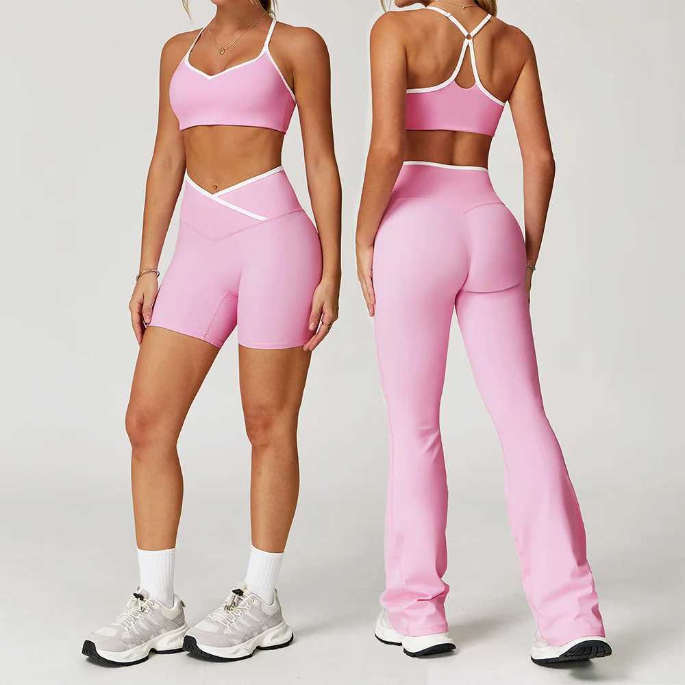Womens Clothes Yoga Set 2 Pieces Workout Tracksuit Sportswear Gym Clothing High Waist Bell-bottoms Sexy Fitness Bta Sports Suitt251219