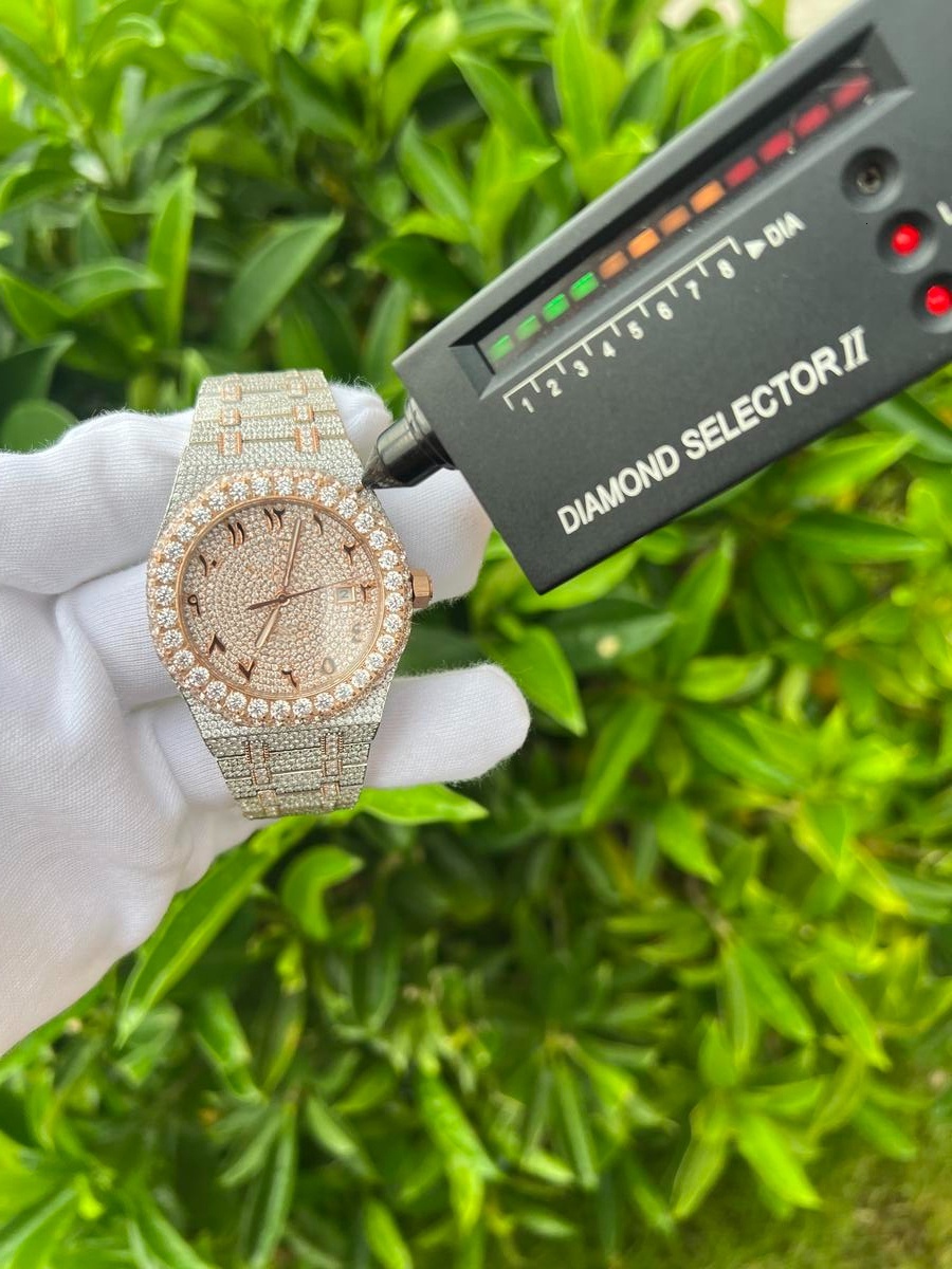 Top-quality Moissanite luxury full-diamond men's high-end watch - VVS with luxurious dial and automatic movement - Hip Watch Passes Inspection