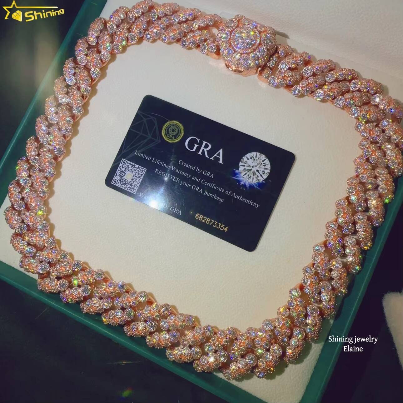 High Quality Iced Out Custom 925 Sterling Silver Moissanite Hip Hop Fashion Jewelry Diamond Miami Cuban Link Chain Necklace