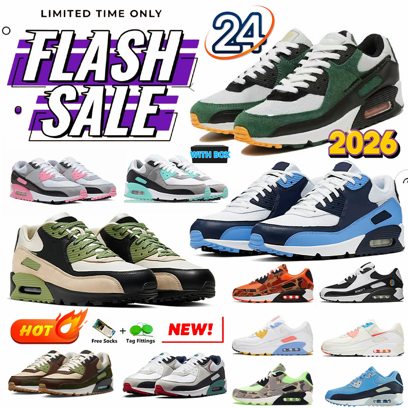 Designer shoes free shipping Men 90 Running Sports Shoes Triple 90s Camowabb Wolf Grey Polka Dot Total Laser green Runner Hyper Grape Royal Women Trainer Sneakers