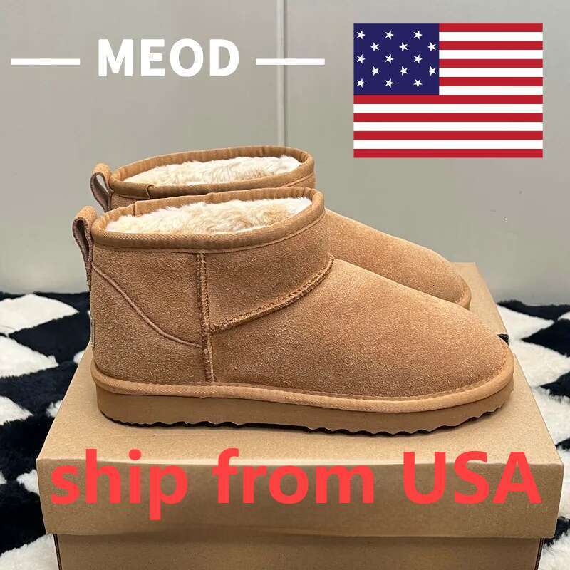 MEOD Designer Boots Women Ultra Mini Slippers Slides Platform Shoes Snow Leather Chestnut Winter Fluffy Boot Fur Slipper Ankle Top Quality With Box dh5831323JY