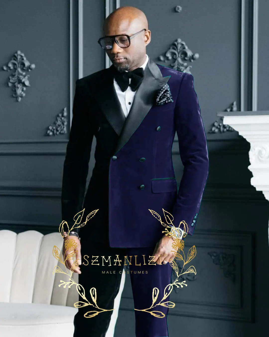 Black Green Velvet Mens Suits Double Breasted Costume Mariage Homme Wedding Tuxedos Groom For Men Tuxedo JacketPants 251211