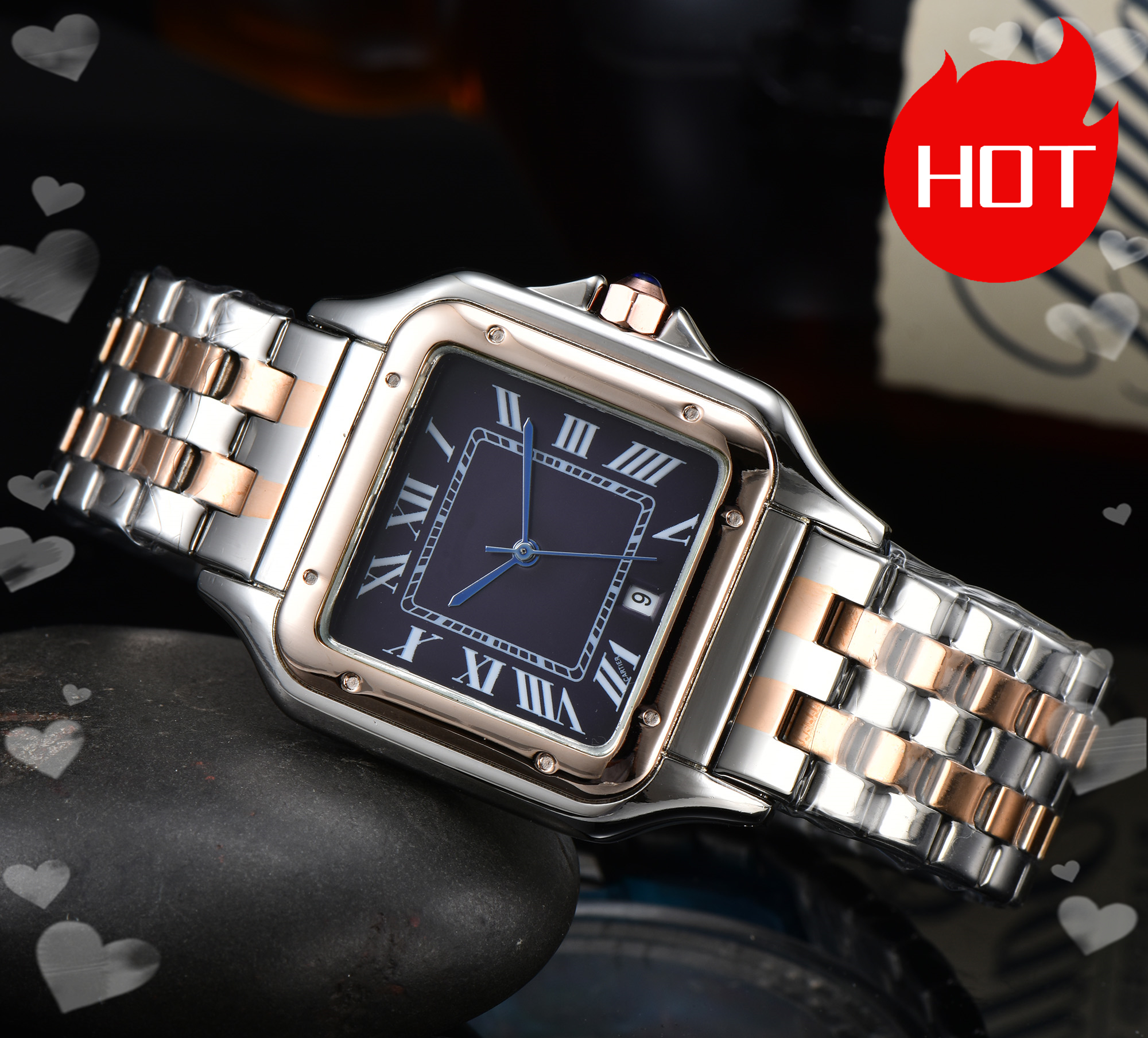 TOP brand Mens women SANTOSity Watches quartz Automatic Movement Watch womens men Wristwatches waterproof Luminous montre de luxe #436