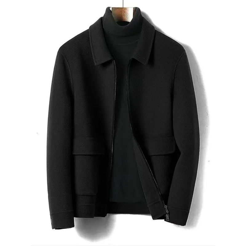 Autumn and Winter Thick DoubleSided Wool Coat Lapel Casual Jacket for Men 251219