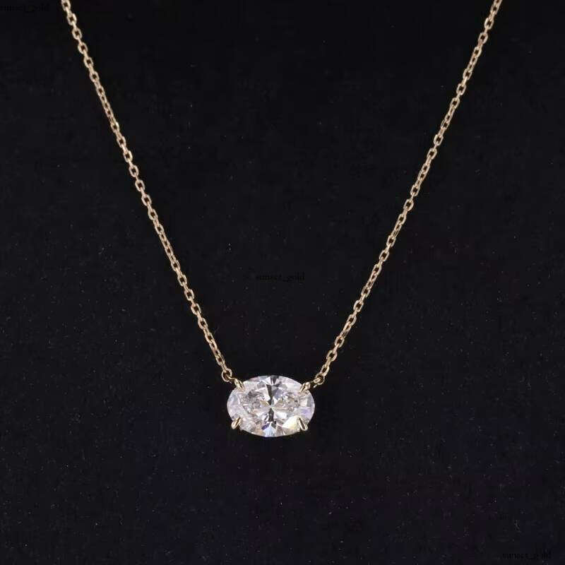 2025 Hot Sale 1ct 2ct 3ct Oval Cut D VS1 IGI Lab-Grown VVS Moissanite 14k Pure Gold 40 + 5cm Jewelry Necklace