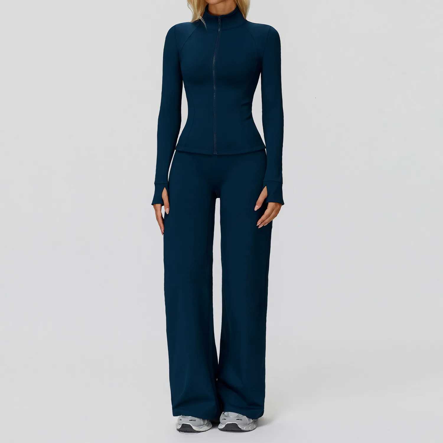 2PCS Yoga Set Workout Sets Women Sportswear Gym Clothing Fitness Zipper Long Sleeve High Waist Leggings Sports Suits Yoga Suitt251219